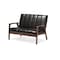 Baxton Studio Nikko Mid-century Black Faux Leather Wooden 2-Seater Loveseat 121-6746 - alternate 4